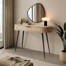 Arte Lovi Dressing Table 120Cm - Oak Cremona & Black Modern Vanity With Drawer And Metal Legs