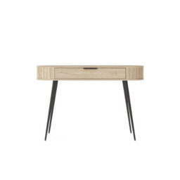 Arte Lovi Dressing Table 120Cm - Oak Cremona & Black Modern Vanity With Drawer And Metal Legs - thumbnail 4