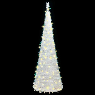 Berkfield Sturdy Artificial Christmas Tree Pop-Up 200 Leds White 210 Cm