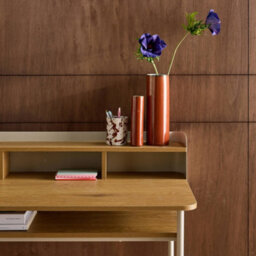 Sweeek - Metal Desk With Wood Decor 3 Niches, Beige 100.4X50.2X88 Cm - Molto - thumbnail 7