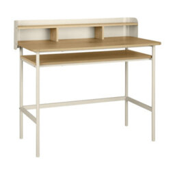 Sweeek - Metal Desk With Wood Decor 3 Niches, Beige 100.4X50.2X88 Cm - Molto - thumbnail 2