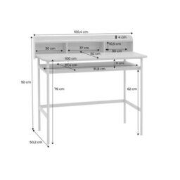 Sweeek - Metal Desk With Wood Decor 3 Niches, Beige 100.4X50.2X88 Cm - Molto - thumbnail 5