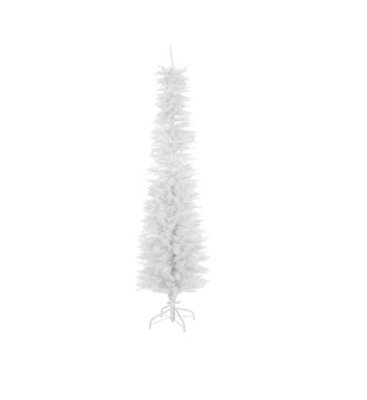 6 Ft Slimline Artificial Christmas Tree 560 Tips Full Tree Easy To Assemble With Solid Stand, Xmas Home Decor Tall 1.8M White - image 1