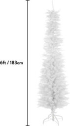 6 Ft Slimline Artificial Christmas Tree 560 Tips Full Tree Easy To Assemble With Solid Stand, Xmas Home Decor Tall 1.8M White - thumbnail 4