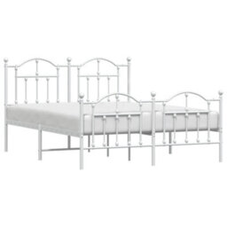 Berkfield Metal Bed Frame With Headboard And Footboard White 150X200 Cm - thumbnail 3