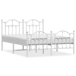 Berkfield Metal Bed Frame With Headboard And Footboard White 150X200 Cm - thumbnail 2