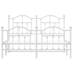 Berkfield Metal Bed Frame With Headboard And Footboard White 150X200 Cm - thumbnail 5