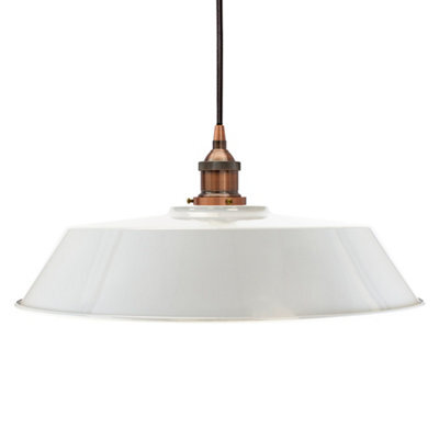 Pale Grey Large Chancery Painted Dome Pendant Light With Antique Copper Lamp Holder And Black Round Cable - Se Home - image 1