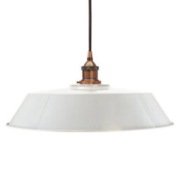 Pale Grey Large Chancery Painted Dome Pendant Light With Antique Copper Lamp Holder And Black Round Cable - Se Home - thumbnail 1
