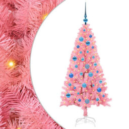 Vidaxl Christmas Tree With 150 Leds With Stand Pink 150 Cm Pvc - thumbnail 2