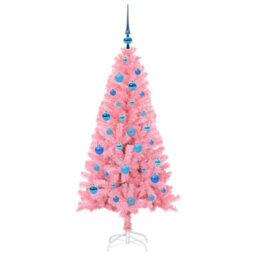 Vidaxl Christmas Tree With 150 Leds With Stand Pink 150 Cm Pvc - thumbnail 4