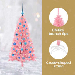 Vidaxl Christmas Tree With 150 Leds With Stand Pink 150 Cm Pvc - thumbnail 8