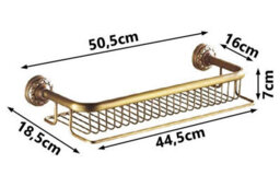 PEPTE Antique Brass Bathroom Single-Tier Shower Shelf Storage Rack Wall Mounted - thumbnail 4