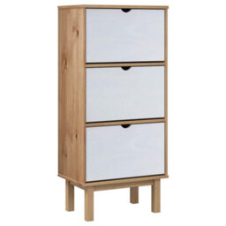 Berkfield Rustic Shoe Cabinet Otta With 3 Drawers Brown&white Solid Wood Pine