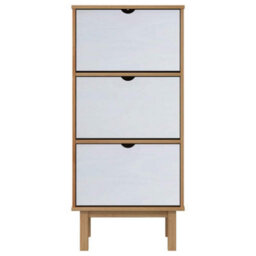 Berkfield Rustic Shoe Cabinet Otta With 3 Drawers Brown&white Solid Wood Pine - thumbnail 4