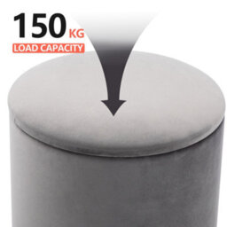 Hnnhome 37Cm Round Grey Velvet Ottoman Storage Box With Lid,pouffe Seat Chair,bedroom Dressing Stool With Gold Plating Base - thumbnail 8