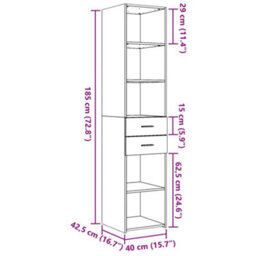 Berkfield Highboard Grey Sonoma 40X42.5X185 Cm Engineered Wood - thumbnail 9