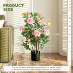 2 Faux Rose Trees 344 Leaves 17 Flowers Pink - thumbnail 2