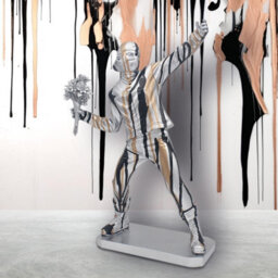 Human Figurine Flower Hold Thrower Silver Ornament Decor Renaissance Drip Art - thumbnail 2