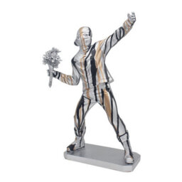 Human Figurine Flower Hold Thrower Silver Ornament Decor Renaissance Drip Art - thumbnail 1