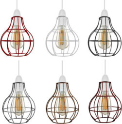 2 Pack Of Metal Wire Cage Ceiling Light Shade Easy Fit Lamp Shade, Ceiling Hanging Indoor Pendant Light Lampshade - thumbnail 8