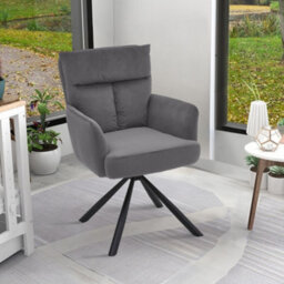 Living And Home Grey Frosted Velvet Upholstered Swivel Chair Armchair With Metal Legs - thumbnail 2