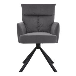 Living And Home Grey Frosted Velvet Upholstered Swivel Chair Armchair With Metal Legs - thumbnail 3