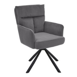 Living And Home Grey Frosted Velvet Upholstered Swivel Chair Armchair With Metal Legs - thumbnail 4