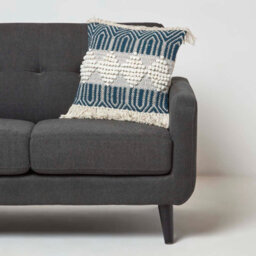 Homescapes Safi Handwoven Fringed Navy & Cream Kilim Cushion 45 X 45 Cm - thumbnail 2