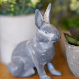 Burgess Cast Iron Rabbit Lead Finish Metal Hare Statue Animal Grey Home Garden Ornament - thumbnail 2