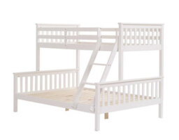 Amani Hannah White Single Over Double Bunk Bed, Solid Pine Frame With Guardrails, Sleeps Three - thumbnail 7