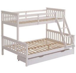 Amani Hannah White Single Over Double Bunk Bed, Solid Pine Frame With Guardrails, Sleeps Three - thumbnail 9