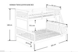Amani Hannah White Single Over Double Bunk Bed, Solid Pine Frame With Guardrails, Sleeps Three - thumbnail 8