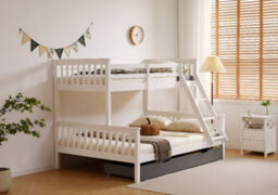 Amani Hannah White Single Over Double Bunk Bed, Solid Pine Frame With Guardrails, Sleeps Three - thumbnail 2