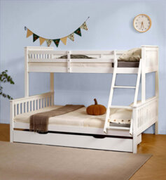 Amani Hannah White Single Over Double Bunk Bed, Solid Pine Frame With Guardrails, Sleeps Three - thumbnail 5