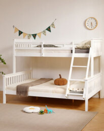 Amani Hannah White Single Over Double Bunk Bed, Solid Pine Frame With Guardrails, Sleeps Three - thumbnail 4