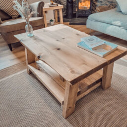 L120Xw40Xh45 Lotti Live / Waney Edge Coffee Table With Shelf - thumbnail 5