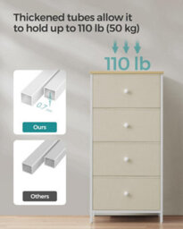 Songmics Chest Of Drawers Bedroom, Drawer Storage Unit, Dresser With 4 Fabric Drawers, Camel Yellow And Cream White - thumbnail 4