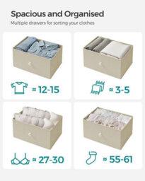 Songmics Chest Of Drawers Bedroom, Drawer Storage Unit, Dresser With 4 Fabric Drawers, Camel Yellow And Cream White - thumbnail 3