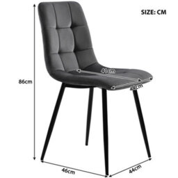 Btm 5 Piece Round Dining Set White Mdf Table Top 80Cm With Gold Legs And Four Grey Velvet Chairs - thumbnail 5