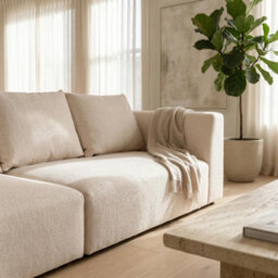 Abakus Direct Tokyo 3 Seater Sofa In Soft Cream Brushed Tweed Fabric With Deep Seat And Plush Cushioning - thumbnail 5