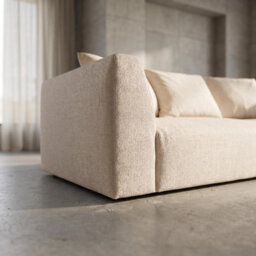 Abakus Direct Tokyo 3 Seater Sofa In Soft Cream Brushed Tweed Fabric With Deep Seat And Plush Cushioning - thumbnail 4