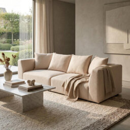 Abakus Direct Tokyo 3 Seater Sofa In Soft Cream Brushed Tweed Fabric With Deep Seat And Plush Cushioning - thumbnail 3
