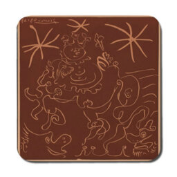 Benjamin Tate Design Brown Wood Bottom Placemat Coaster Set Of 12 With Designer Artwork Limited Edition - thumbnail 3