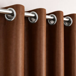 Nod Off Brown Blackout Eyelet Curtains Ring Top Thermal Curtains Ready Made Pair 90X72 Inches - thumbnail 3