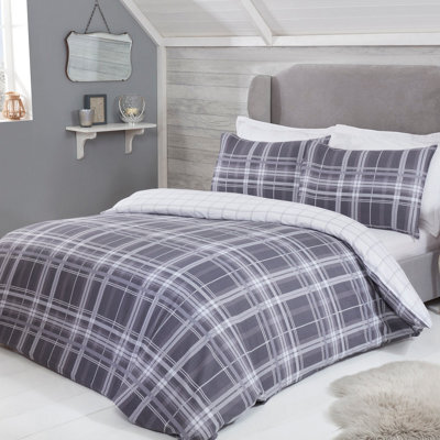 Smart Living Luxury Tartan Check Duvet Cover With Pillowcases - image 1