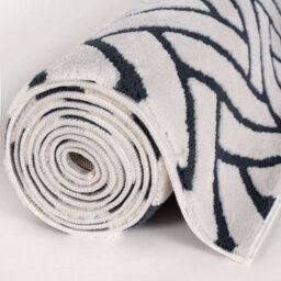 The Rugs Loft Navy And Ivory Herringbone Living Room Area Rug And Runners Soft Pile - thumbnail 8