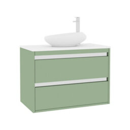 Royal Bathrooms Orion 800mm Mint Sage Wall Hung Plain White Countertop Vanity Unit 2 Drawer With Nova Basin & Chrome Accent Trim - thumbnail 6
