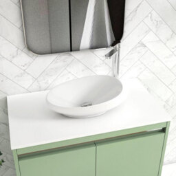 Royal Bathrooms Orion 800mm Mint Sage Wall Hung Plain White Countertop Vanity Unit 2 Drawer With Nova Basin & Chrome Accent Trim - thumbnail 5