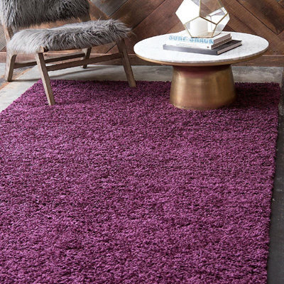 "Bravich Aubergine Thick Shaggy Rug - California - 160X230Cm (5'4""x7'8"")" - image 1